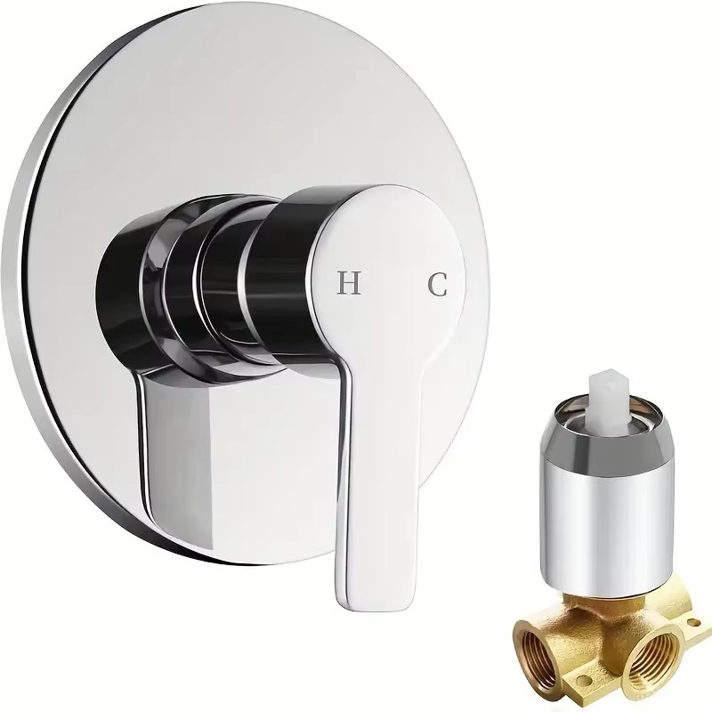 YANKE Duschset aus Messing mit Einhebelmischer und rundem Duschkopf, Wandmontage, Chrom - Bild 2
