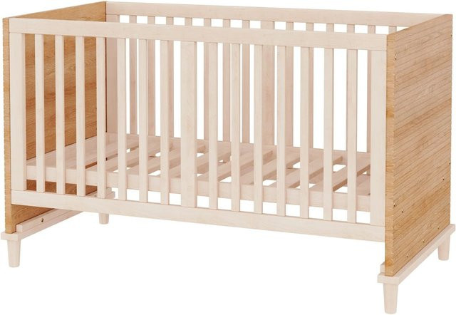 Merax Gitterbett aus Massivholz für Babys in Natur, höhenverstellbar, B/T/H: 140 x 70 x 87 cm - Bild 1