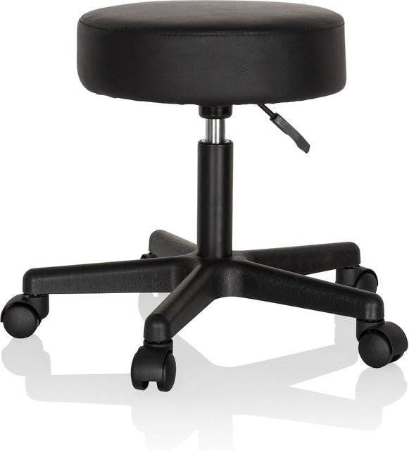 hjh OFFICE Drehhocker OPERATOR I in Schwarz aus Kunstleder ohne Armlehnen - Bild 1