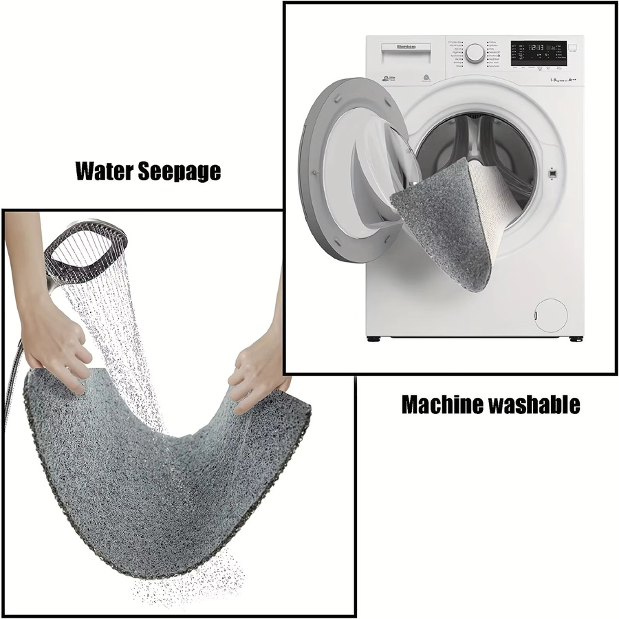 Rutschfeste und schnelltrocknende Badezimmer-Fußmatte von OMANE in Schwarz oder Grau, rechteckig und modern - Bild 4