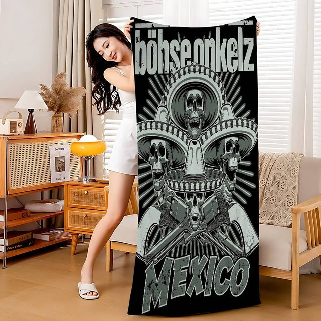 B-Bohse O-Onkelz Band Mikrofaser Strandtuch, Saugfähig und Schnelltrocknend, B/H: 89 x 183 cm - Bild 1