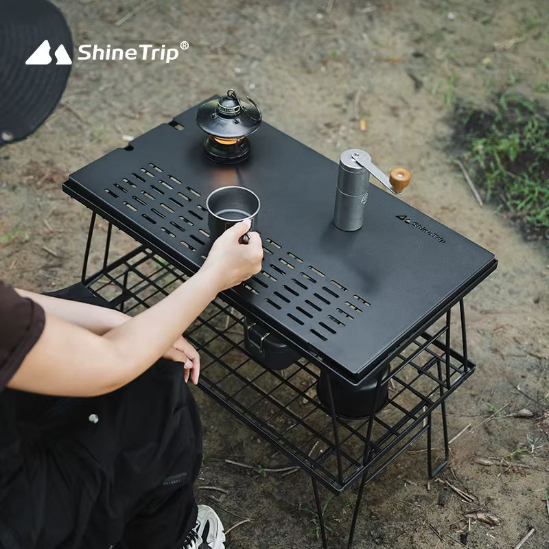 ShineTrip Faltbarer Camping Draht Tisch mit erweiterbarer Platte für Outdoor und Beistelltisch - Bild 3