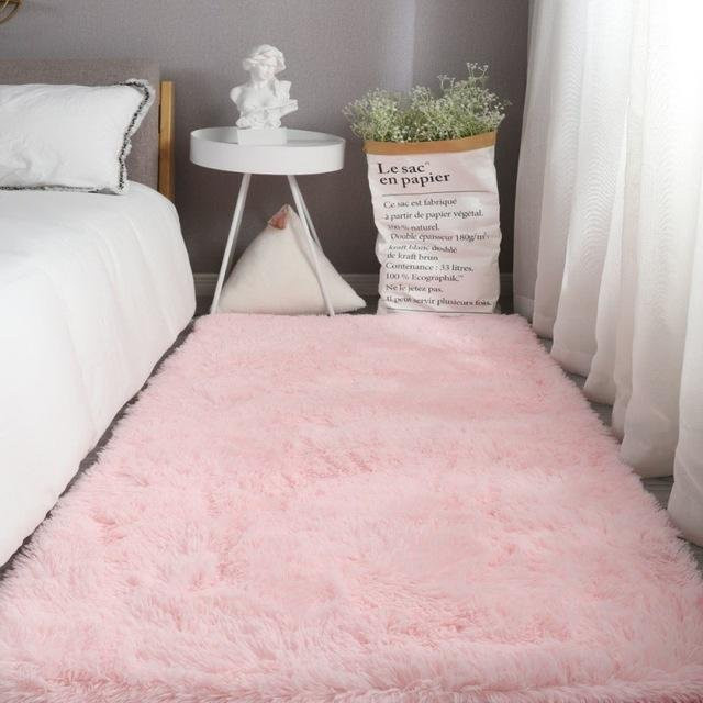 Yiran Furniture Nordischer Pelzteppich in Pink, Waschbarer und Rutschfester Teppich für Schlafzimmer, Kinderzimmer oder Flur, B/T: 80 x 160 cm - Bild 1