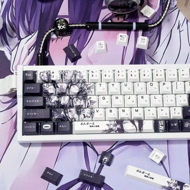 Reze Tastenkappen im Chainsaw Man Anime-Design aus PBT mit Dye-Sub-Verfahren, 123-Tasten-Set im Cherry-Profil für mechanische Tastaturen - Bild 5