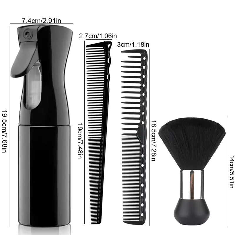 4-teiliges Haarschneide-Set mit Sprühflasche, Kämmen und Nackenbürste - Bild 2