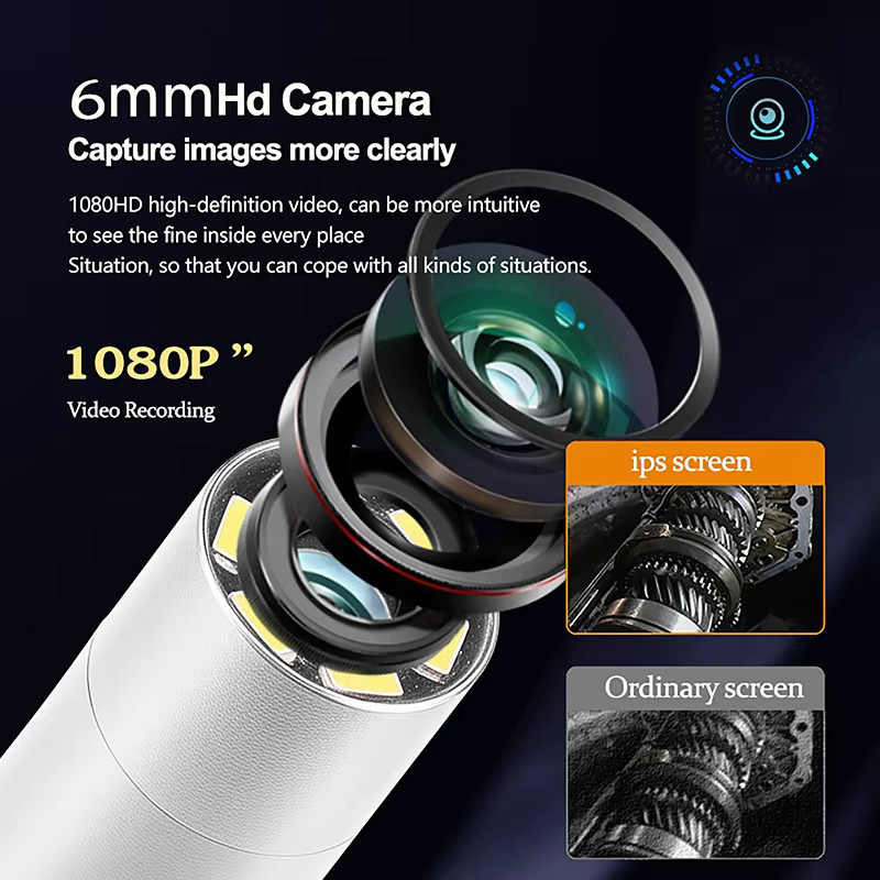 CAKI 360 Grad Gelenk-Endoskop mit 1080P Auflösung, 6,0 mm Kamera und 4,3 Zoll LCD-Monitor, Industrielle Inspektionskamera mit 2-Wege-Gelenk für die Automobilindustrie - Bild 3