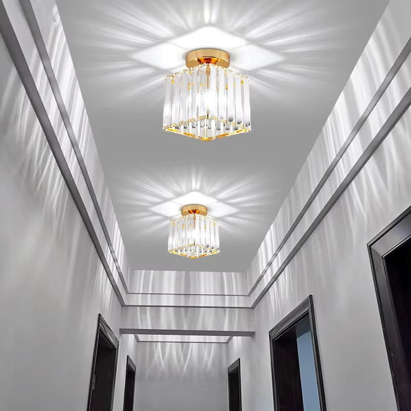 TRAZOS Kristall Deckenleuchte in Transparent und Gold/Messing für Flur, Balkon, Foyer und Küche - Bild 4