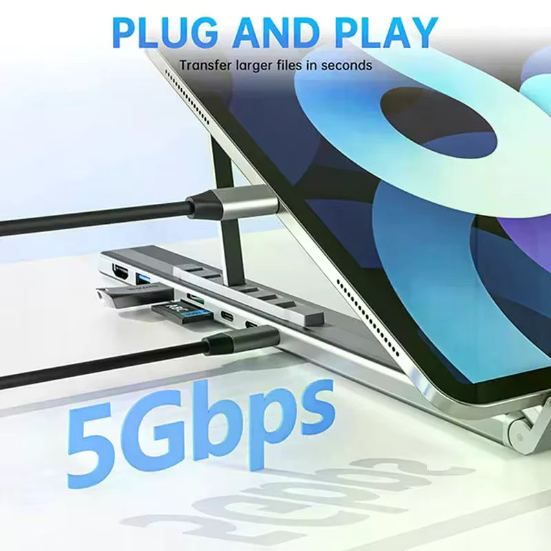 KOQZM 8-in-1 USB-C Laptop Ständer mit Dockingstation und faltbarem Typ-C Hub Adapter - Bild 3