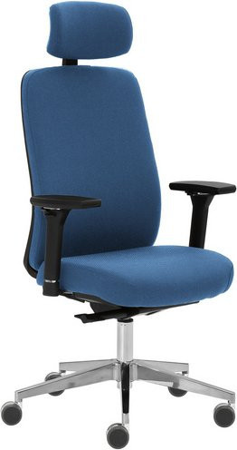 Mayer Sitzmöbel Drehstuhl mit Kopfstütze und Armlehnen in Blau, B/H: 70 x 63 cm - Bild 1