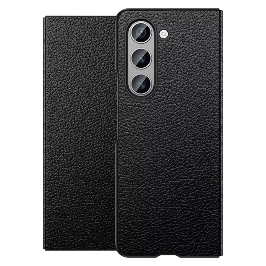 Magnetische Echtlederhülle für Samsung Galaxy Z Fold 3 4 5 6 7 8 Ultra in Schwarz und Blau - Bild 3