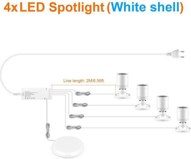 Lcamaw Lighting Dimmbare LED-Spotlampe Set mit Touchschalter und Netzteil 12V, 4 Stück, Farbe: Weiß, Lichtfarbe: Warmweiß - Bild 1