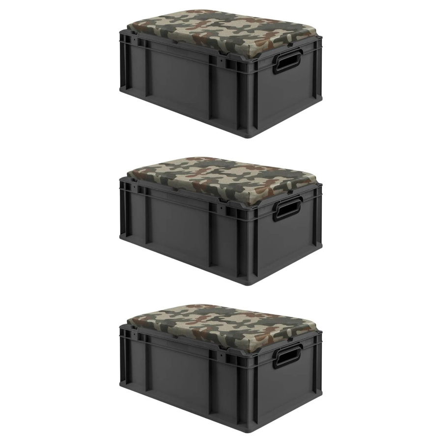 PROREGAL Sparset 3x Eurobox Nextgen Seat Box Camouflage in Schwarz Grün, H x B x T: 26,5 x 40 x 60 cm, 44 Liter - Bild 2