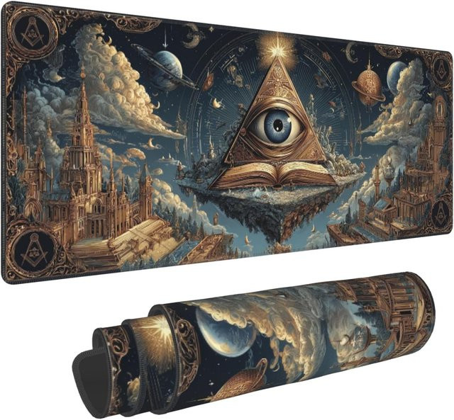 Gothic Masonic Extended Gaming Mouse Pad XL Schreibtischunterlage Multicolor mit genähten Kanten - Bild 1