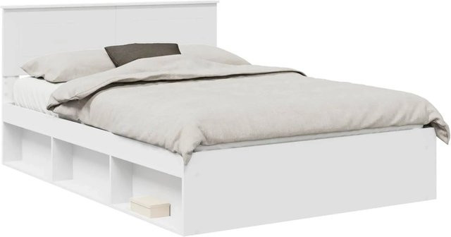 vidaXL Bettrahmen mit Kopfteil in Weiß aus Holzwerkstoff, B/T/H: 140 x 200 x 143 cm - Bild 1