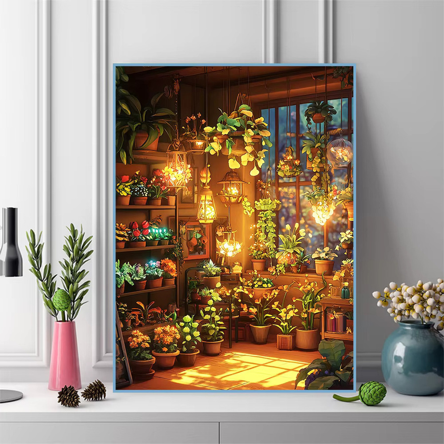 EverShine Diamant-Mosaik-Blumenbild mit quadratischen Steinen, 5D-Stickerei-Dekoration in Mehrfarbig, B: 30,0 cm, H: 20,0 cm - Bild 3