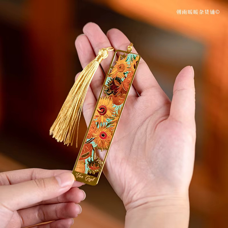Chaoyu Künstlerisches Metall-Lesezeichen mit Van Gogh Sonnenblume und Rose in Mehrfarbig - Bild 3