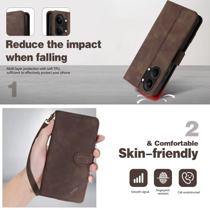 EUCAGR PU-Leder Flip Wallet Handyhülle für Xiaomi Poco X8 Pro Max in Braun mit magnetischem RFID-Schutz - Bild 3
