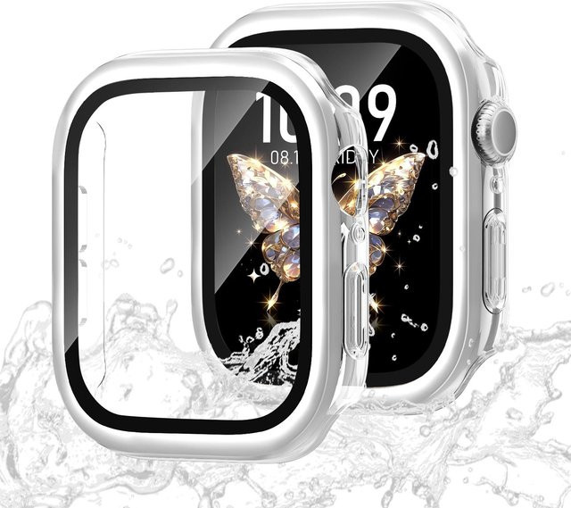 CRESTED Uhrenzubehör, Metall, gehärtetes Glas, Gehäuse für Apple Watch Serie 10, 46 mm, 42 mm, Schwarz, Unisex - Bild 1