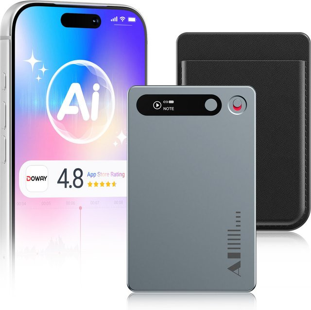 MECHEN AI-Voice-Recorder mit 64 GB Speicher, Silber, für Konferenzen und Anrufe mit KI-Zusammenfassung und App-Steuerung - Bild 1