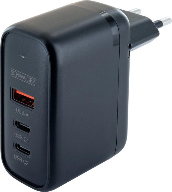 Schwaiger Ladeadapter 2 x LADC2135 mit USB-A und USB-C in Schwarz - Bild 1