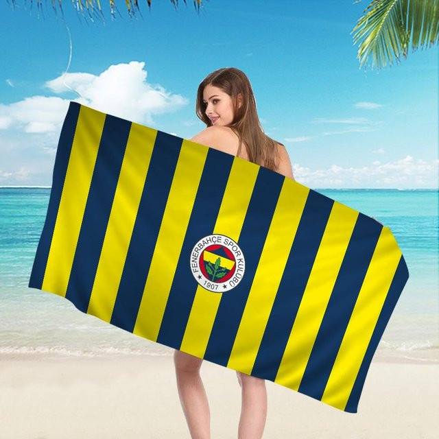 F-F Fenerbahce Mikrofaser Strandtuch für Fußballfans, blau-weiß, B: 30 cm, H: 60 cm - Bild 1