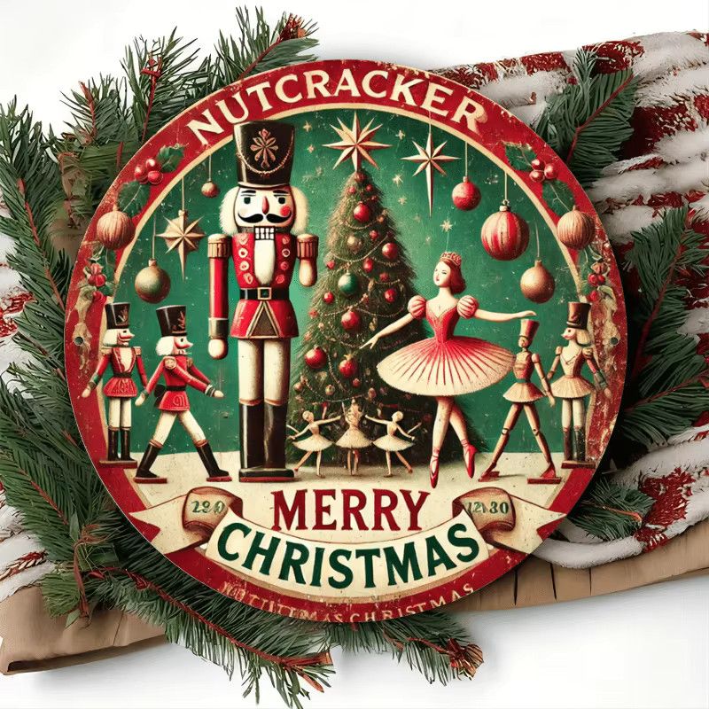Potdemiel Weihnachts-Wandschild aus Metall mit Nussknacker-Motiv, rund, Multicolor, Durchmesser: 20,3 cm - Bild 4