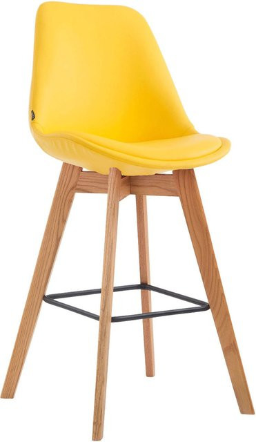 TPFLiving Barhocker Medoc in Gelb mit Kunstleder und Gestell in Natur-Optik, B/T/H: 48 x 56 x 120 cm - Bild 1