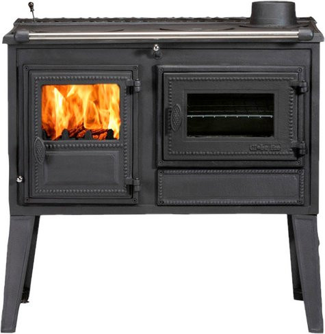 GLOBEFIRE Holzherd Atlas in Schwarz aus Gusseisen mit 8,8 kW, B/T/H: 83,0 x 81,0 x 54,0 cm - Bild 1