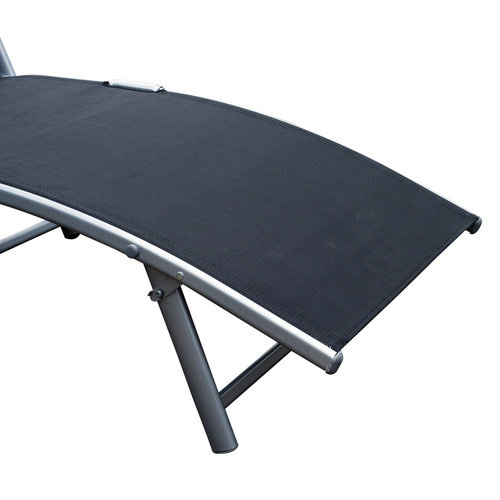 Outsunny Sonnenliege aus Metall und Textilene in Schwarz mit verstellbarer Kopfstütze und Armlehnen, B/T/H: 137 x 63,5 x 100,5 cm - Bild 8