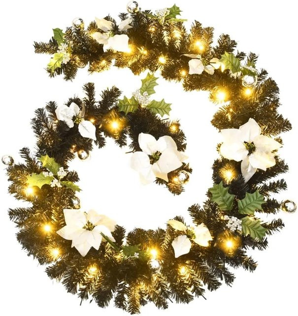 vidaXL Weihnachtsgirlande mit warmweißen LED-Lichtern aus PVC in Schwarz, Länge: 2,7 m - Bild 1