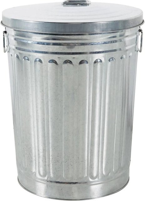 Lex Mülltonne aus verzinktem Stahl mit Deckel in Silber, B/T/H: 44,0 x 35,5 x 44,0 cm - Bild 1