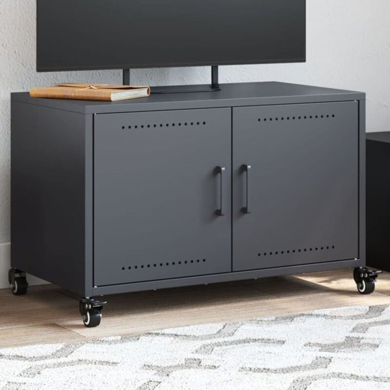 Vidaxl TV-Schrank aus Stahl in Anthrazit im Industrial Design B/T/H: 68 x 39 x 43,5 cm - Bild 1