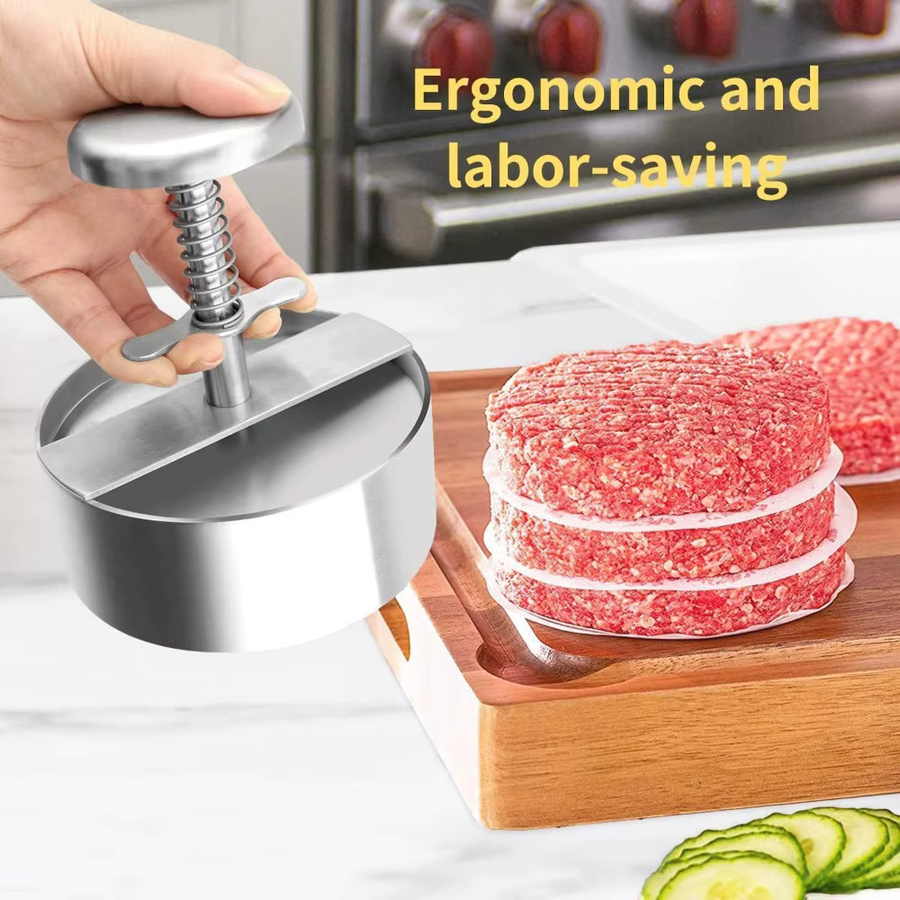 FEB.WIND Burgerpresse aus Edelstahl in Silber, antihaftbeschichteter Hamburger-Patty-Maker für Grill und Küche, spülmaschinenfest - Bild 2