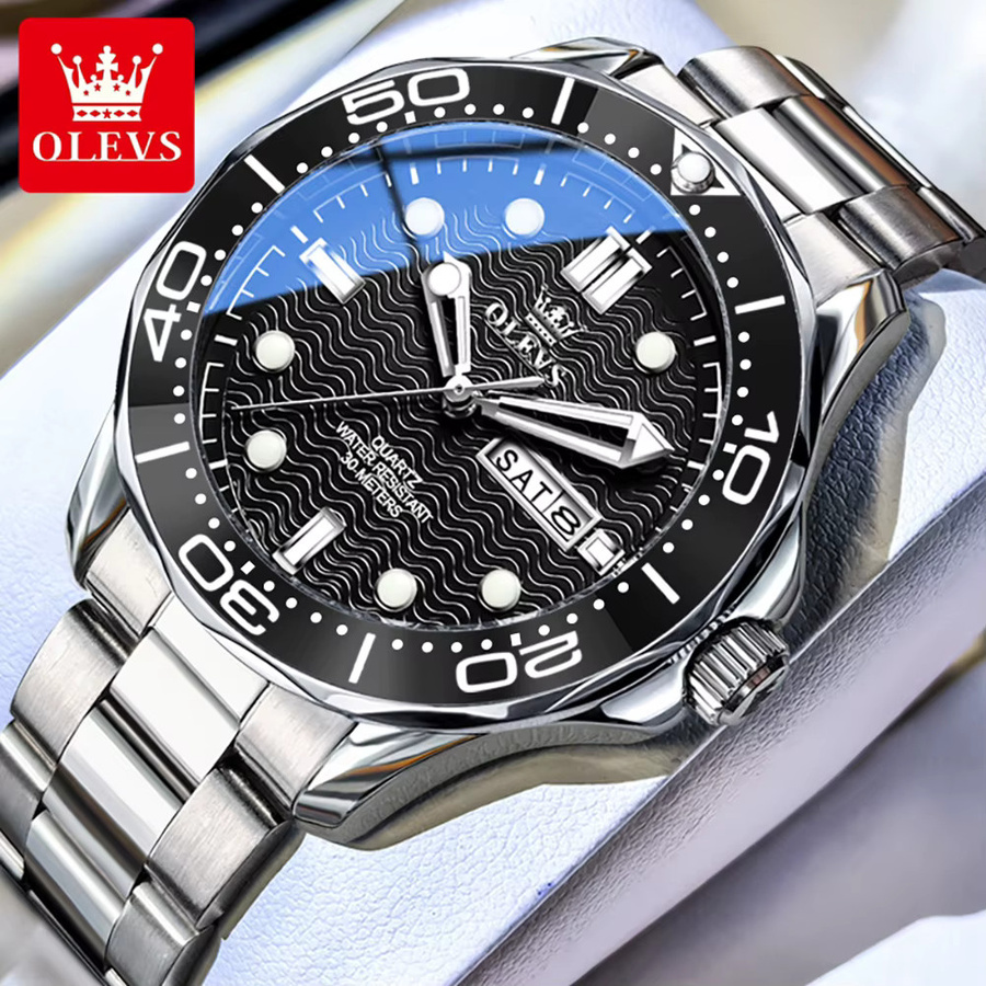 OLEVS Armbanduhr, Quarz, Edelstahl, Schwarz, Unisex - Bild 2