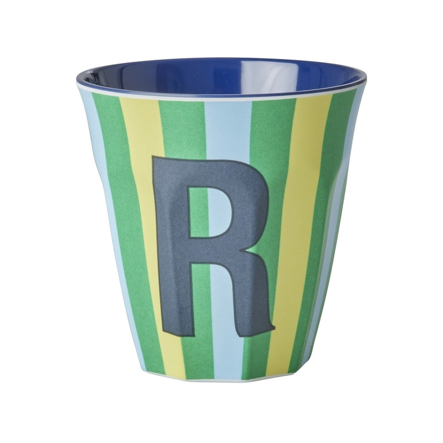 Rice Melamin Becher Buchstabe R mit Streifen in Blau, 250 ml - Bild 1