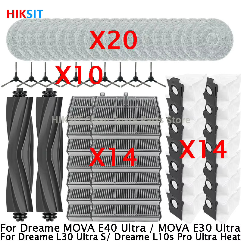 Dreame Zubehör-Set mit Hauptbürste, Seitenbürste und Filter für MOVA E40 Ultra, MOVA E30 Ultra, Dreame L30 Ultra S und Dreame L10s Pro Ultra - Bild 1