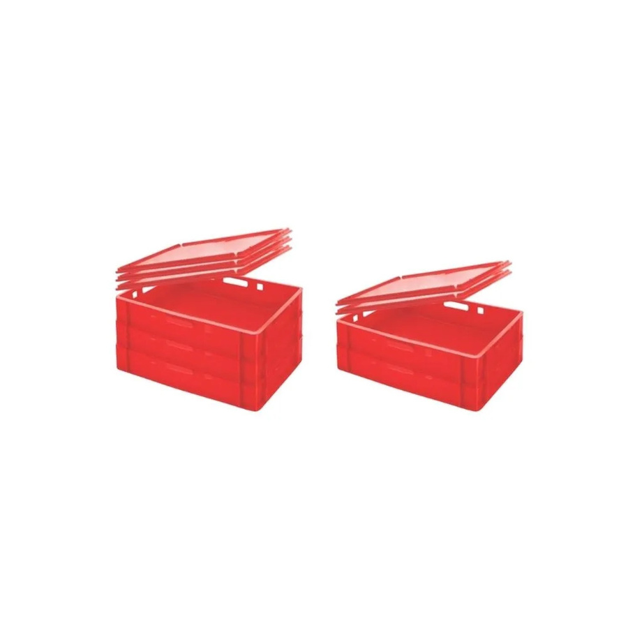 CHEFGASTRO SparSet 5 Eurobehälter Fleischerkasten E1 mit Auflagedeckel, Rot, H x B x T: 12,5 x 40 x 60 cm - Bild 2