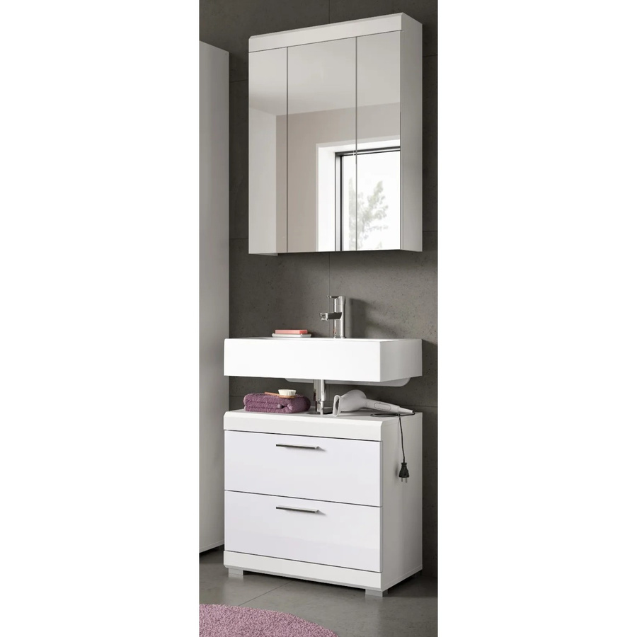 Inn.Furn Badmöbel Set Shawn 2-teilig in Weiß Hochglanz mit LED-Beleuchtung, Breite: 60 cm - Bild 2