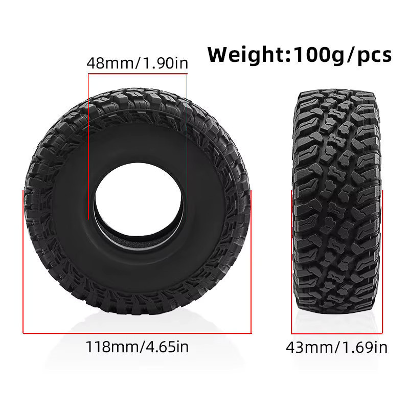Redcat Gummireifen für 1/10 RC Crawler, 4-teiliges Set, Schwarz - Bild 2