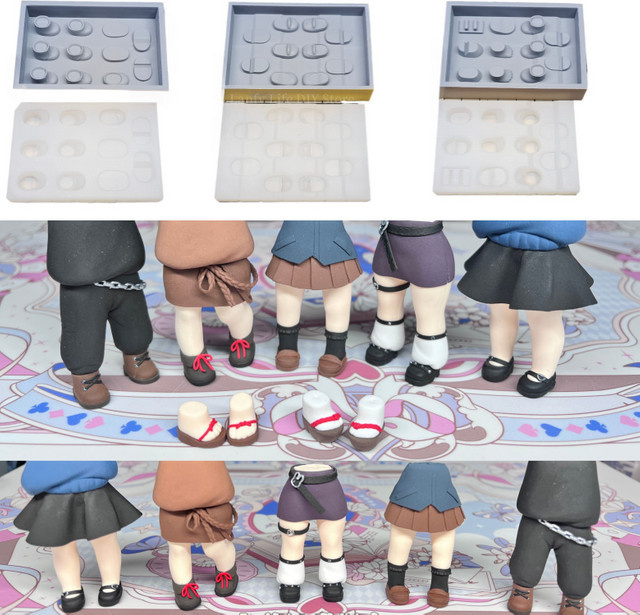 Q-Version Ton Puppenschuhe Silikonform, Silikon, Zubehör - Bild 1