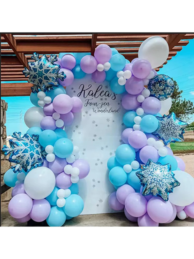 BALONAQ 90-teiliges Ballon-Set mit Schneeflocken in Blau und Lila für Geburtstag, Weihnachten und Kinderpartys - Bild 3