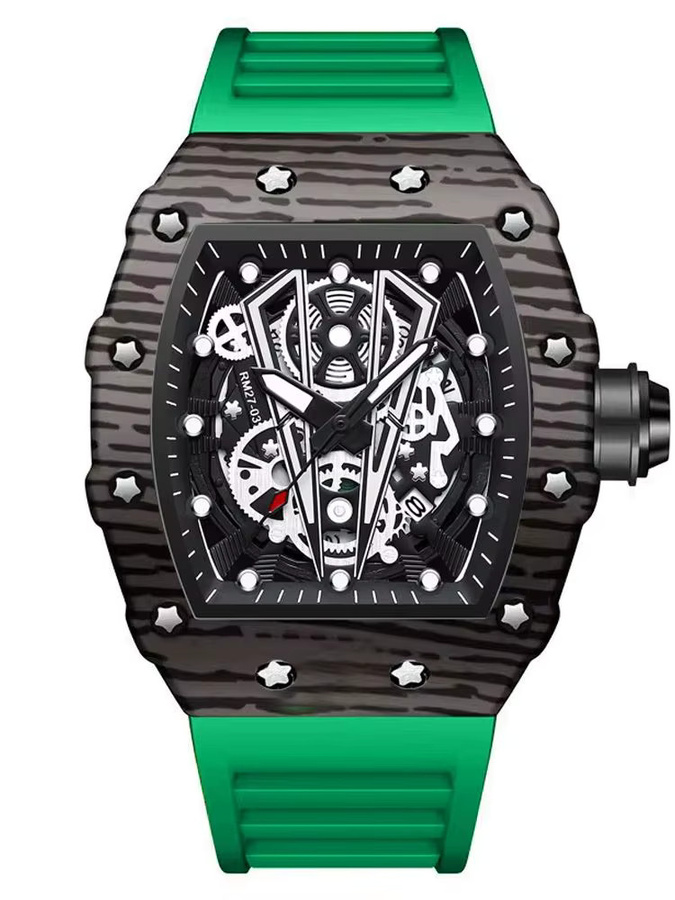 BINBOND Armbanduhr, Quarz, Tonneau, Schwarz, Silikon, Herren - Bild 6