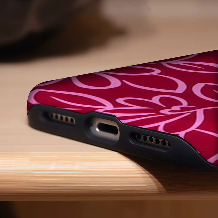 Potdemiel Minimal Art Floral Handyhülle in Pink für iPhone 17 16 15 14 13 Pro Max Plus mit magnetischer Double-Layer Tough Case Funktion - Bild 6