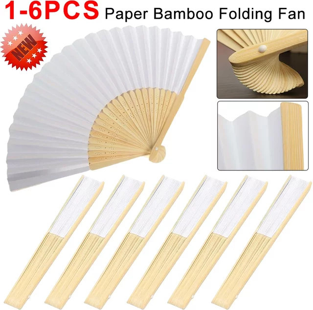 Weiße DIY Faltfächer aus Papier und Bambus zum Bemalen und Gestalten - Bild 1