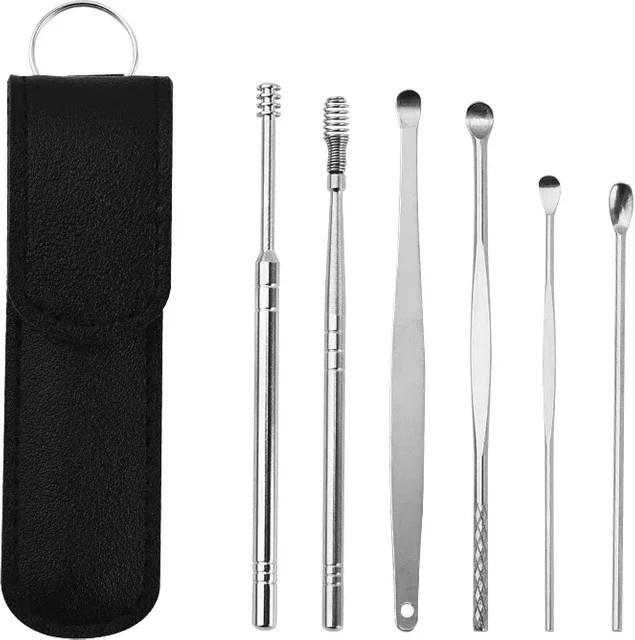 Ohrreiniger Set aus Edelstahl, 6-teiliges Kit, Unisex - Bild 1