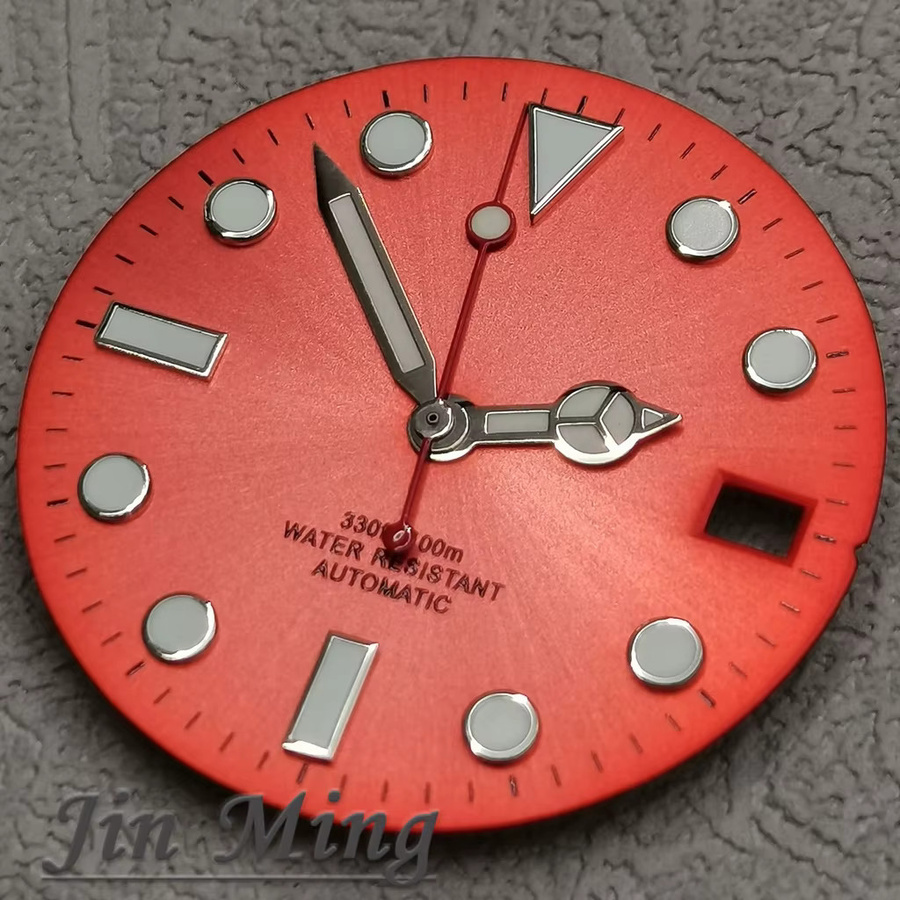 LUJIE Zifferblatt, Silber-Rotes Design, 28,5 mm, Automatikwerk - Bild 1