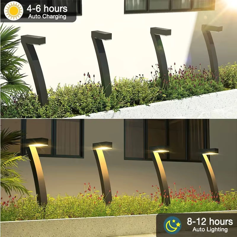 VENUSWING Solar-LED-Gartenbeleuchtung IP65 wasserdicht in Schwarz mit warmweißem Licht für Terrasse und Gehweg - Bild 4
