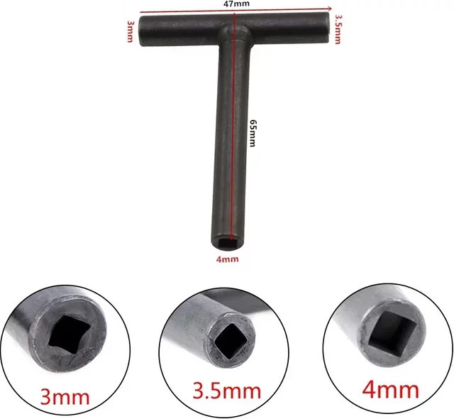 AlexHoumie T-Schraubenschlüssel zur Ventil-Abstandseinstellung mit Vierkant- und Sechskant-Funktion für Motorräder (1/3/3/4mm) - Bild 1