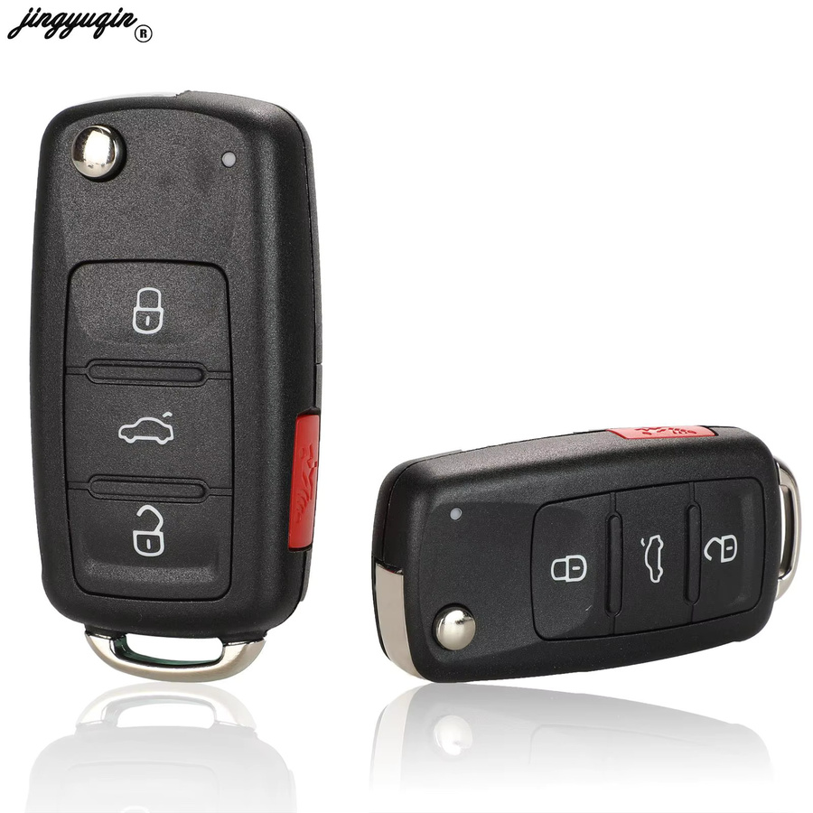 JYQ Remote Key ID48 Chip 315 MHz für VW Jetta Caddy EOS GTI Golf Passat Tiguan Touran Käfer Transporter Multivan, Schwarz - Bild 3