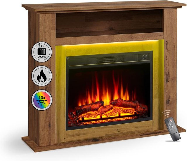 BALDERIA Elektrokamin Liora Standkamin mit Heizung in Dunkle Eiche/Braun - Bild 1